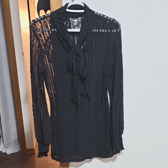 Killstar Dresses & Skirts - Killstar Black Sheer Long Sleeve Blouse